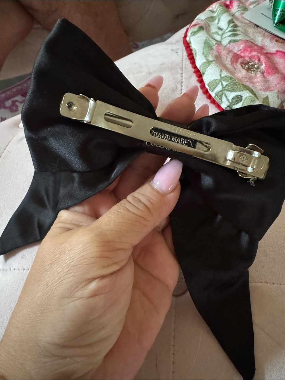 Handmade Black Satin Bow Hair Clip designer inspired